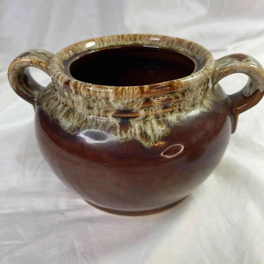 Vintage Brown Drip Bean Pot